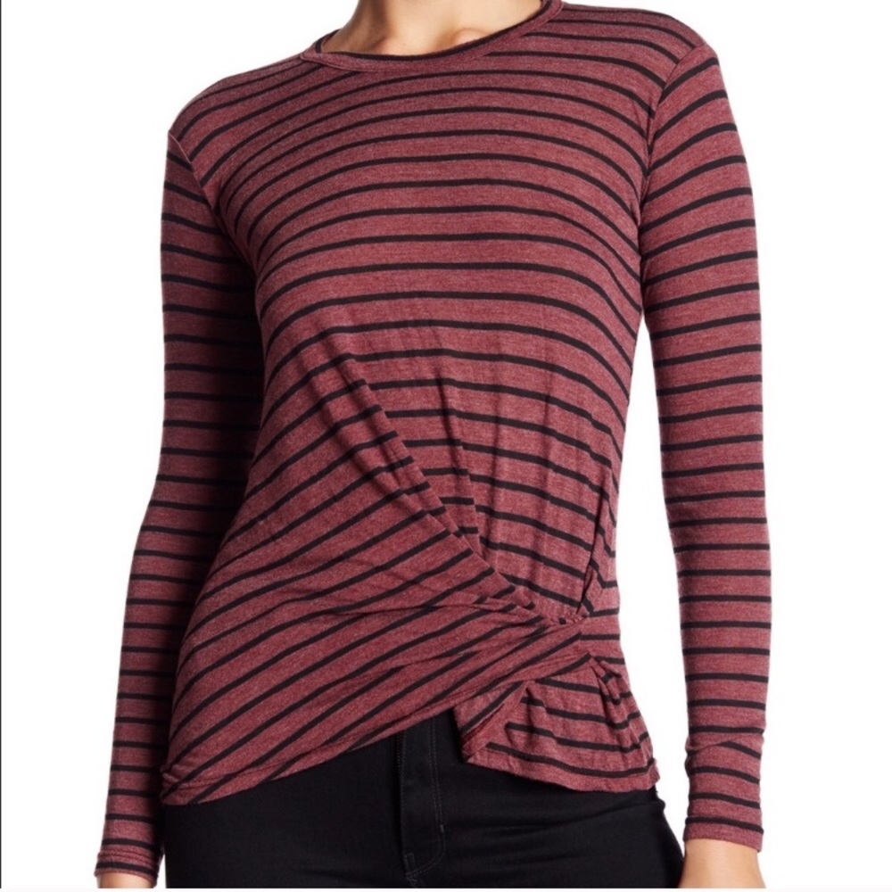 Stateside Gathered Waist Striped Long Sleeve Athleisure Top size XS